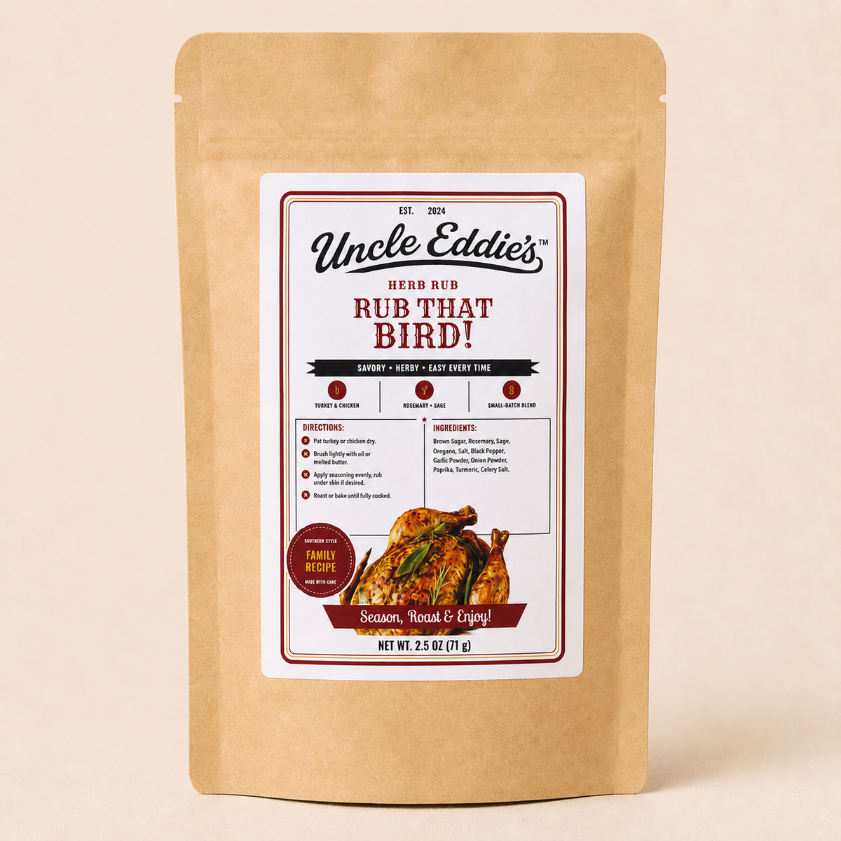Uncle Eddie's Rub That Bird - Savory Herb Rub Blend 2.5oz