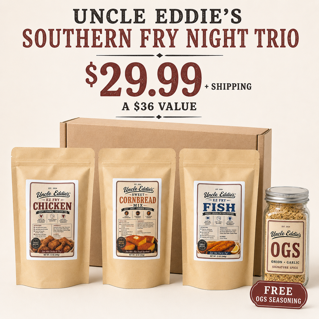 Southern Fry Night Trio — EZ Fry Chicken, EZ Fry Fish & Sweet Cornbread (+ Free OGS Seasoning)